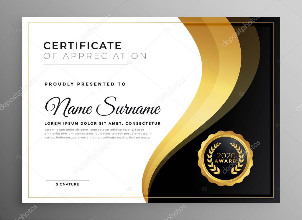 golden certificate of appreciation for multipurpose design