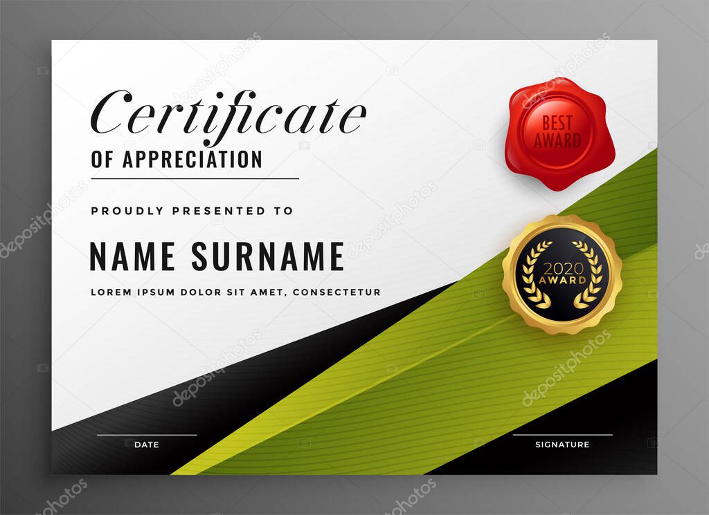 certificate of appreciation premium template design concept
