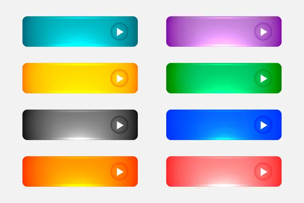 Shiny Glossy Web Empty Colorful Buttons Set — Stock Vector