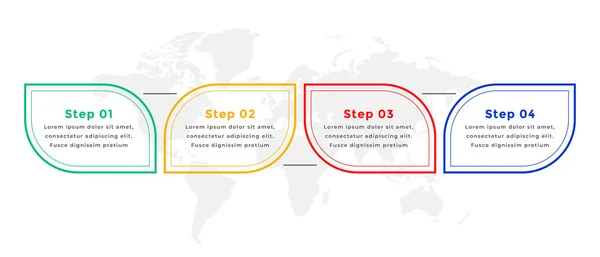 Vier Schritte Linie Stil Infografik Vorlage Design — Stockvektor