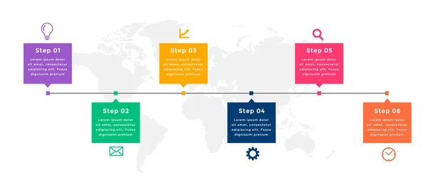Business Timeline Infografik Vorlage Design Sechs Schritte — Stockvektor