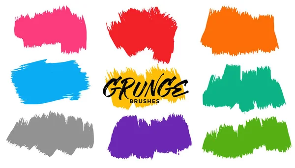 Grunge Coup Pinceau Fond Ensemble Neuf — Image vectorielle
