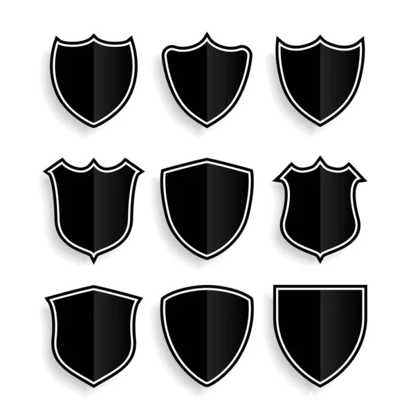 Escudo Símbolos Insignias Conjunto Nueve — Vector de stock