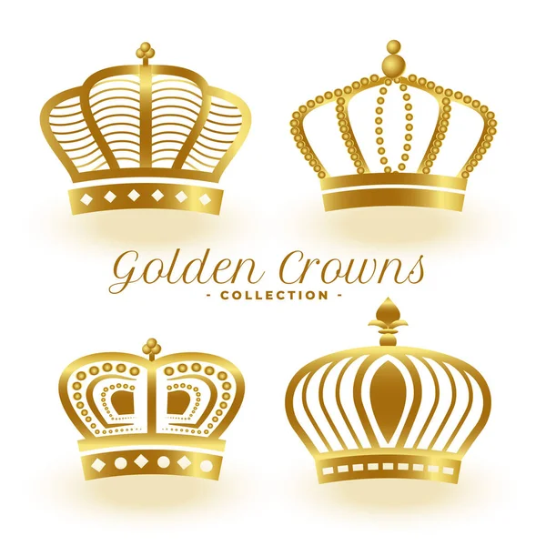 Lusso Corone Reali Oro Set Quattro — Vettoriale Stock