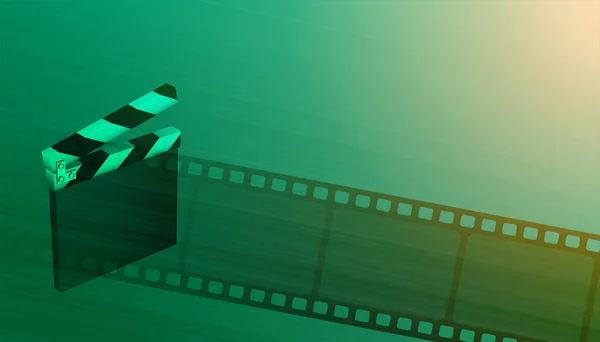 Clapper Board Avec Bobine Film Cinéma Fond Film — Image vectorielle