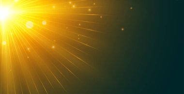 Sol üst köşeden parlayan güneş ışınları arka planı