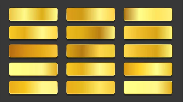 Gradientes Oro Amarillo Gradientes Metálicos Conjunto Diseño — Vector de stock