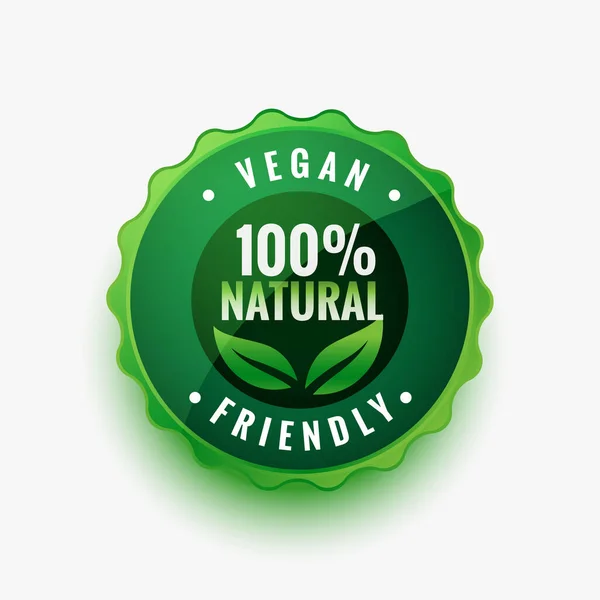 Φυσικό Vegan Φιλικό Πράσινο Φύλλα Ετικέτα Αυτοκόλλητο Σχεδιασμό — Διανυσματικό Αρχείο