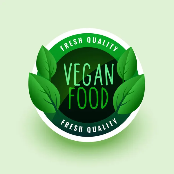 Vegan Τροφίμων Πράσινο Φύλλα Ετικέτα Αυτοκόλλητο Σχεδιασμό — Διανυσματικό Αρχείο