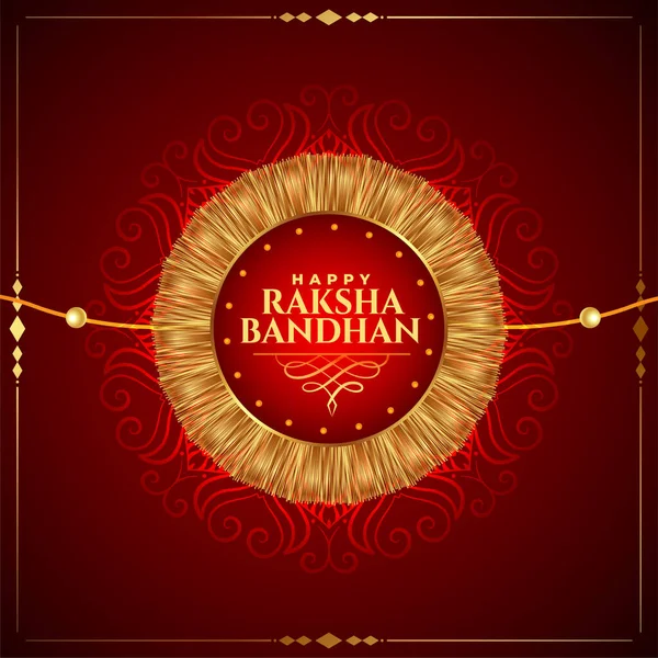 Piękny Szczęśliwy Raksha Bandhan Złoty Tło Rakhi — Wektor stockowy