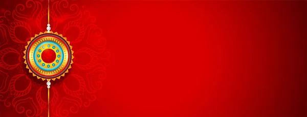 Encantador Rojo Feliz Raksha Bandhan Banner Con Espacio Texto — Vector de stock