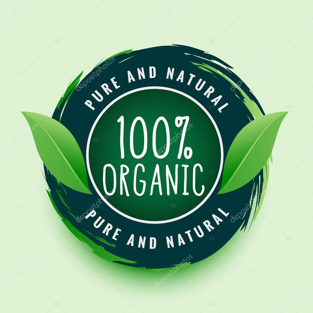 Pure and natural organic label or sticker design