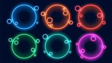 renkli dairesel neon çerçeve seti altı