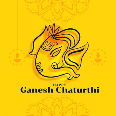 Mutlu Ganesh Chaturthi festivali kartları sarı renklidir.