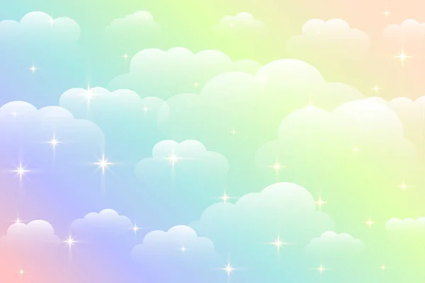 Dromerige Regenboog Kleur Mooie Wolken Achtergrond Ontwerp — Stockvector