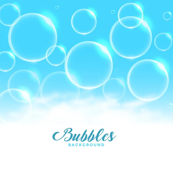Blue Water Soap Floating Bubbles Background Design — Stock Vector