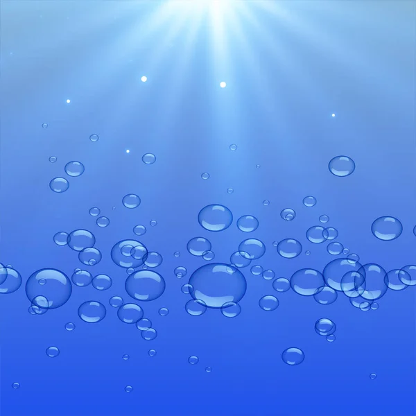 Podwodne Pęcherzyki Pływające Tło Promieni Słonecznych — Wektor stockowy