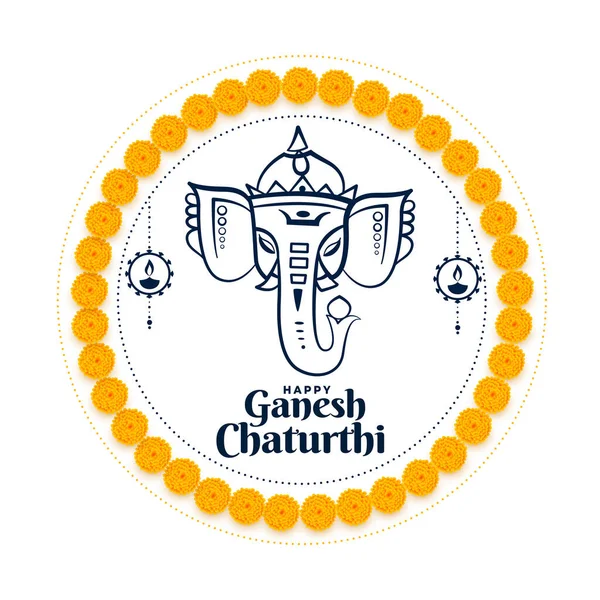 Lord Ganesh Chaturthi Indiana Festival Desejos Cartão Design —  Vetores de Stock
