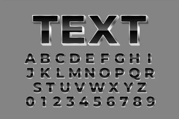 Brillante Plata Alfabetos Conjunto Texto Efecto Diseño — Vector de stock