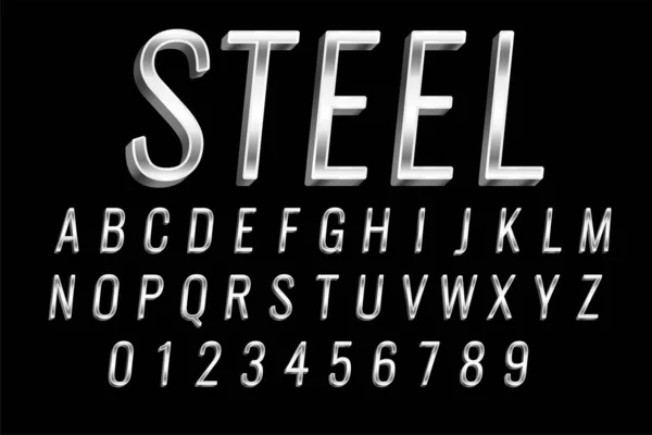 Stahl Oder Silber Glänzenden Text Effekt Design — Stockvektor