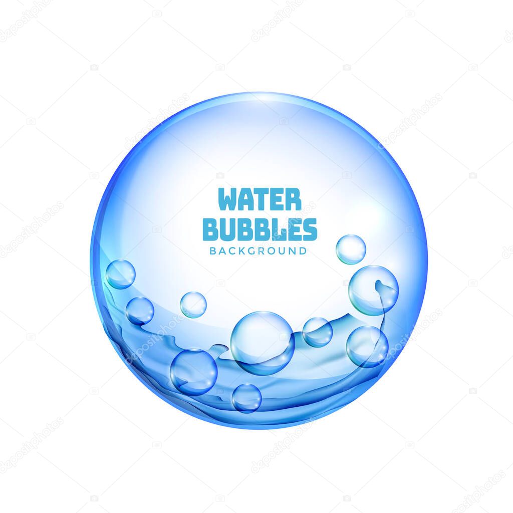 isolated blue transparent water bubbles background design