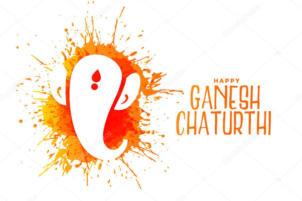 happy ganesh chaturthi festival background with orange splashes
