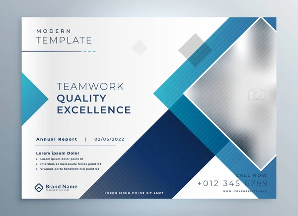 Μοντέρνο Επιχειρηματικό Φυλλάδιο Παρουσίαση Μπλε Πρότυπο Σχεδιασμού — Διανυσματικό Αρχείο