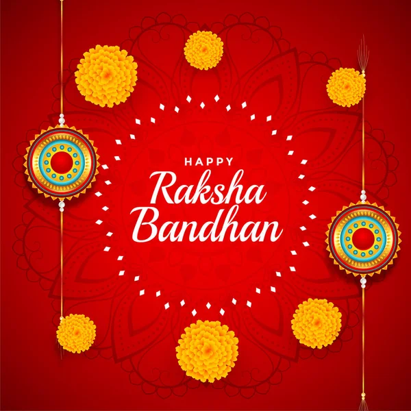 Fondo Decorativo Raksha Bandhan Con Flor Caléndula — Archivo Imágenes Vectoriales