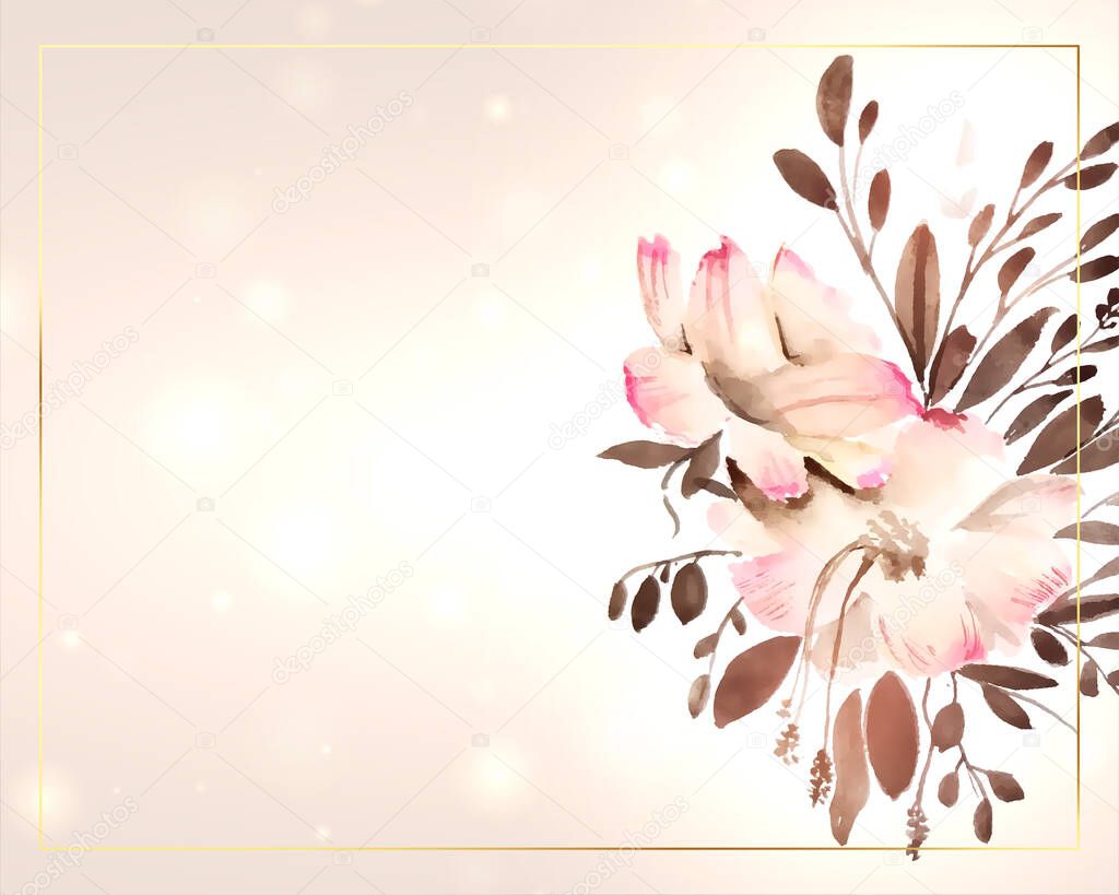 beautiful watercolor flower decoration with text space