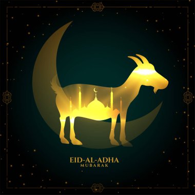 Geleneksel Bakrid festivali altın renkli kart tasarımı