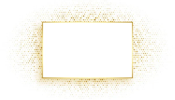 Gyllene Rektangel Ram Med Glitter Bakgrund Design — Stock vektor