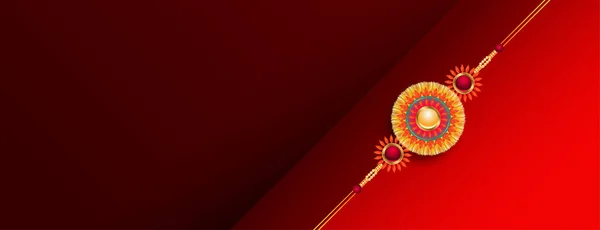 Bonito Vermelho Raksha Bandhan Banner Com Design Rakhi Dourado —  Vetores de Stock