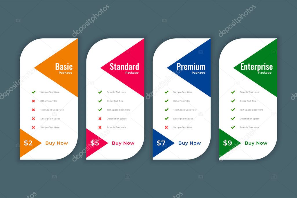 stylish web plans and pricing comparision template design