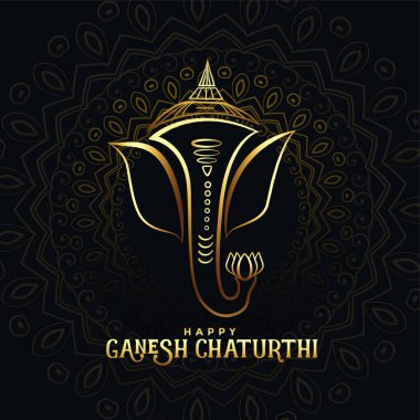 Mutlu ganesh chaturthi için güzel bir altın ganpati kartı.