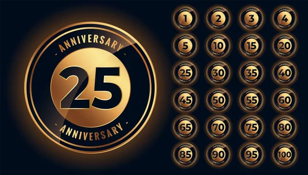 Altın yıldönümü etiketleri ve amblemleri büyük set