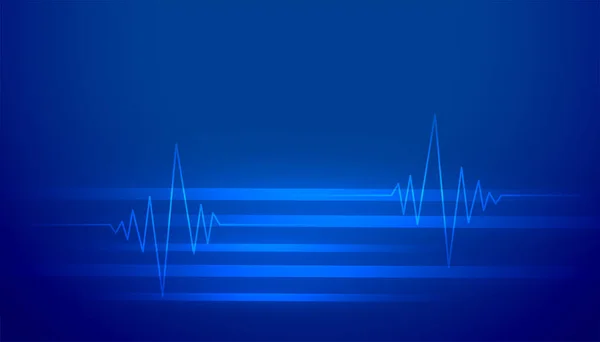 Abstract Blue Background Glowing Heartbeat Lines — Stock Vector