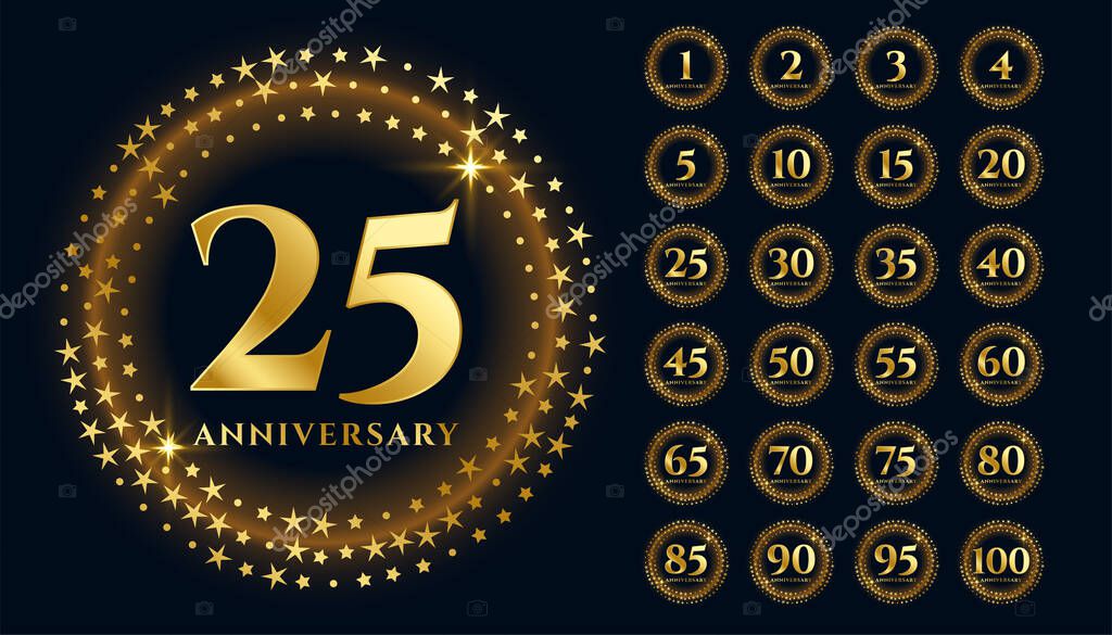 Beautiful gold anniversary labels in premium style