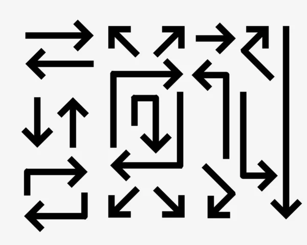 太線式の方向矢印のセット — ストックベクタ