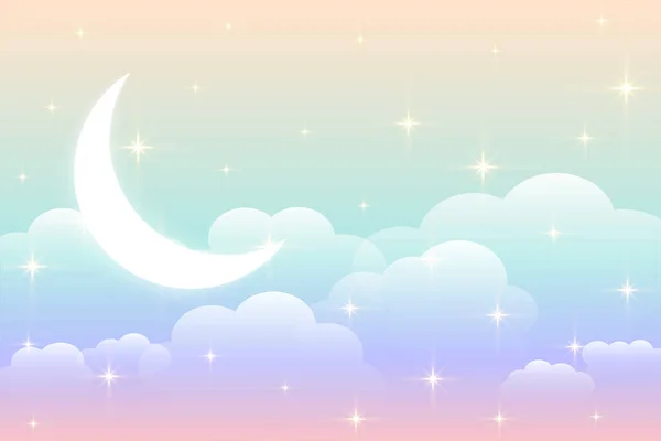 Sky Rainbow Background Glowing Moon Design — Stock Vector