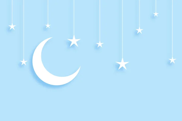 Eleganter Mond Und Sterne Hintergrund Scherenschnitt Stil — Stockvektor