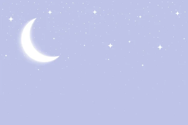 Glödande Måne Och Stjärnor Bakgrund Med Textutrymme — Stock vektor