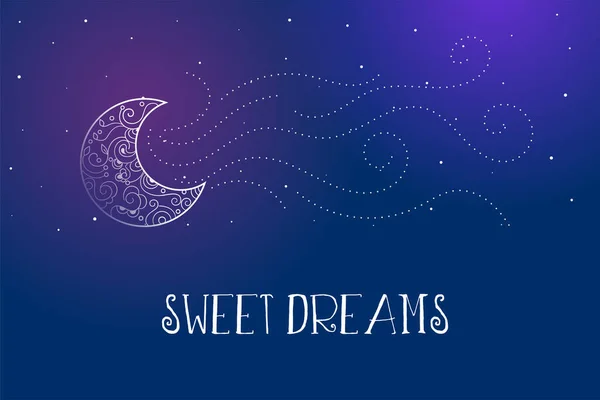 Rêve Magique Doux Rêves Fond Avec Lune Décorative — Image vectorielle