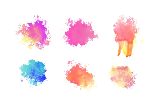 Hand Drawn Watercolor Paint Brush Splatter Set Design — Stock Vector