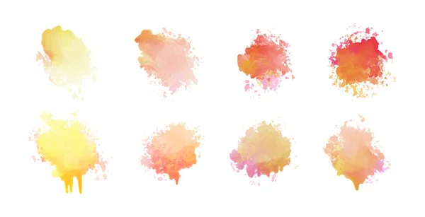 Jeu Huit Aquarelle Tache Set Design — Image vectorielle