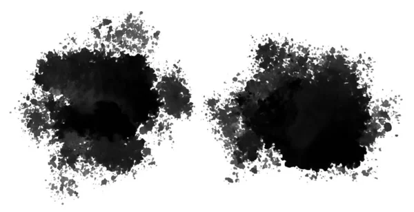 Σετ Από Μαύρο Χρώμα Νερού Πιτσιλίσματα Υφή Λεκέ — Διανυσματικό Αρχείο