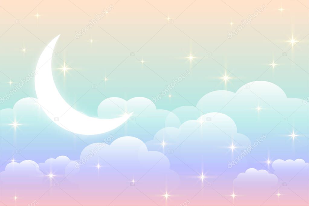 sky rainbow background with glowing moon design