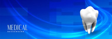 Diş sağlığı kliniği için 3D dişli tıbbi afiş