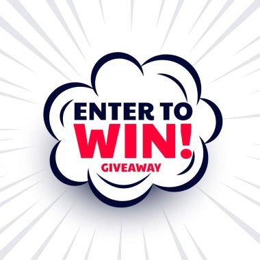 Enter to win giveaway template design in comic style vector stock vector