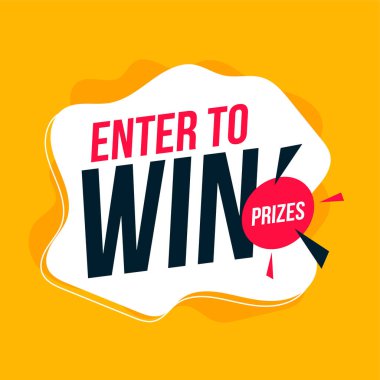 Enter to win prizes banner in yellow color design vector stock vector