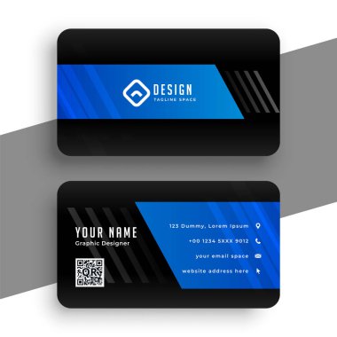 siyah ve mavi profesyonel kartvizit tasarımı